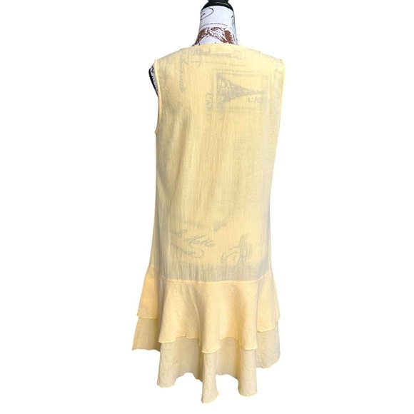 Lulu-B 100% Cotton Soft Yellow Ruffled Sleeveless Dress or Swim Cover size small - Picture 4 of 9